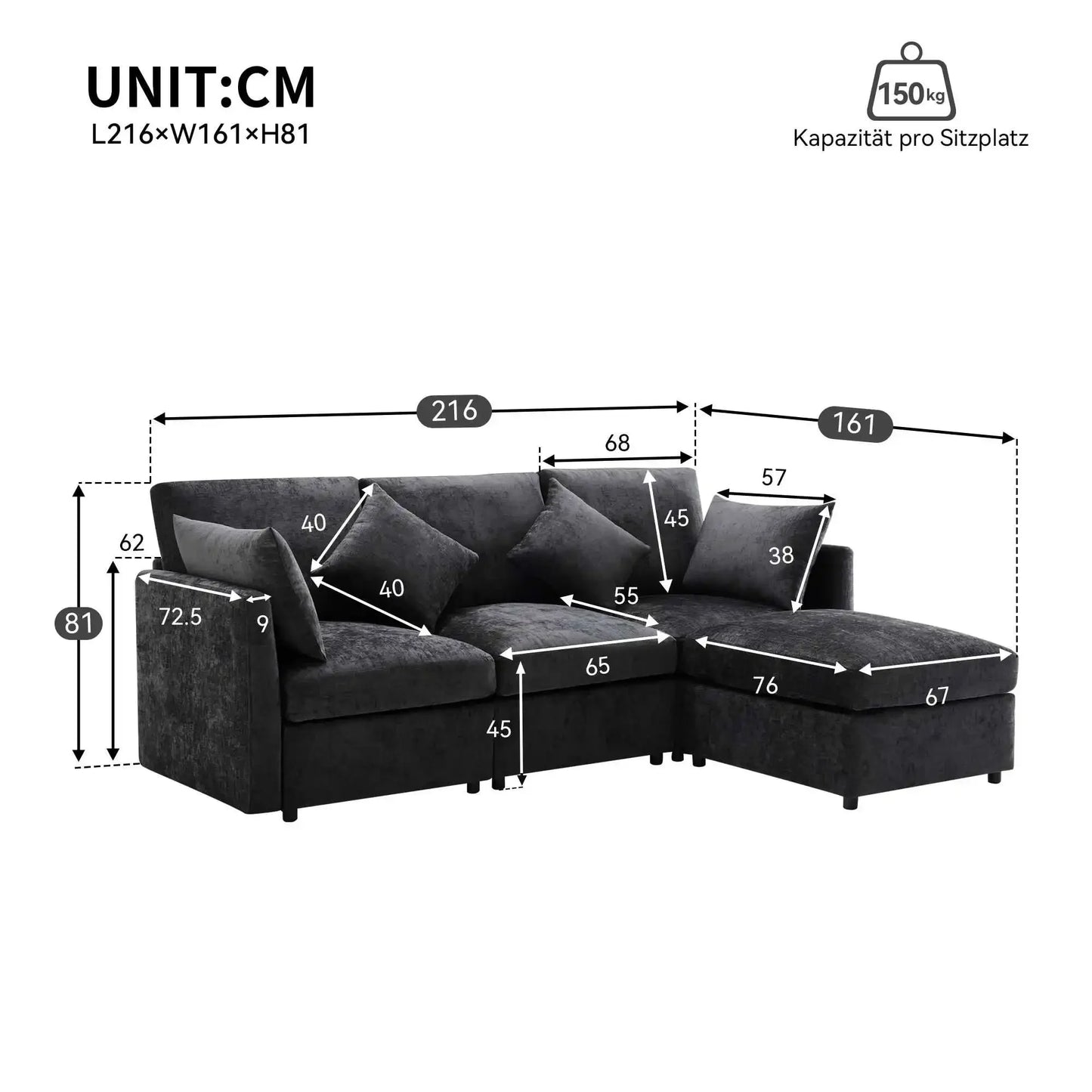 Zachte hoekbank voor dagelijks gebruik