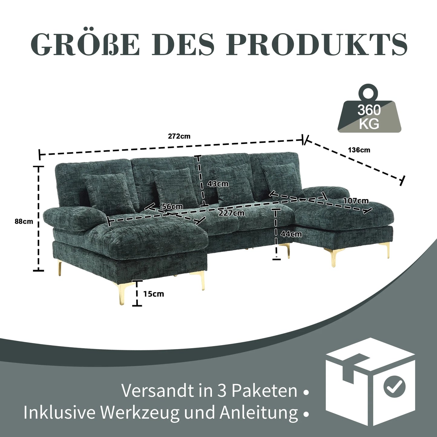 Zachte hoekbank met comfort