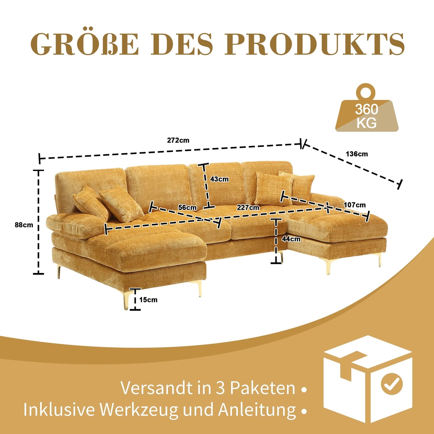 Zachte hoekbank met comfort